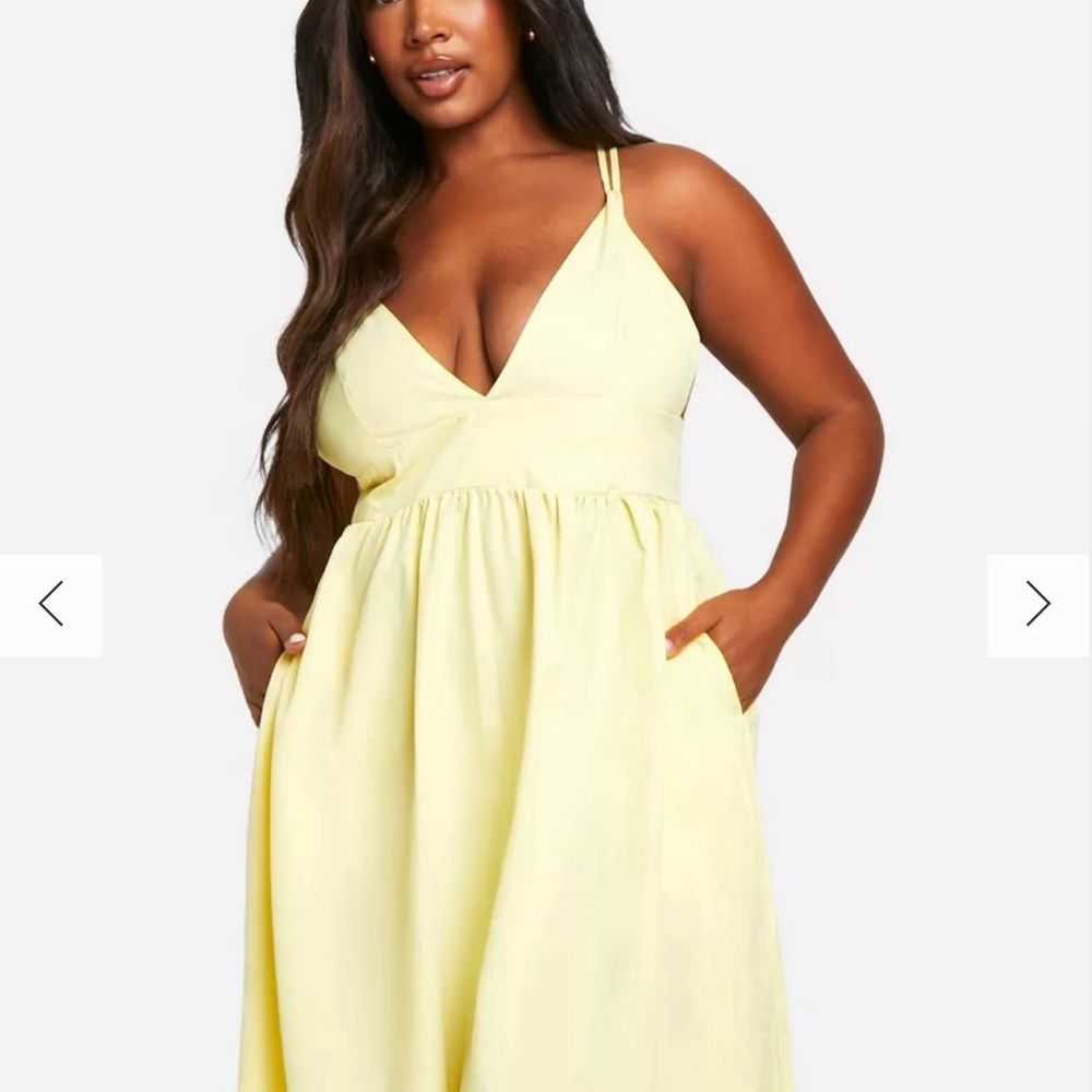 Boohoo Plus Light Yellow Maxi Dress
